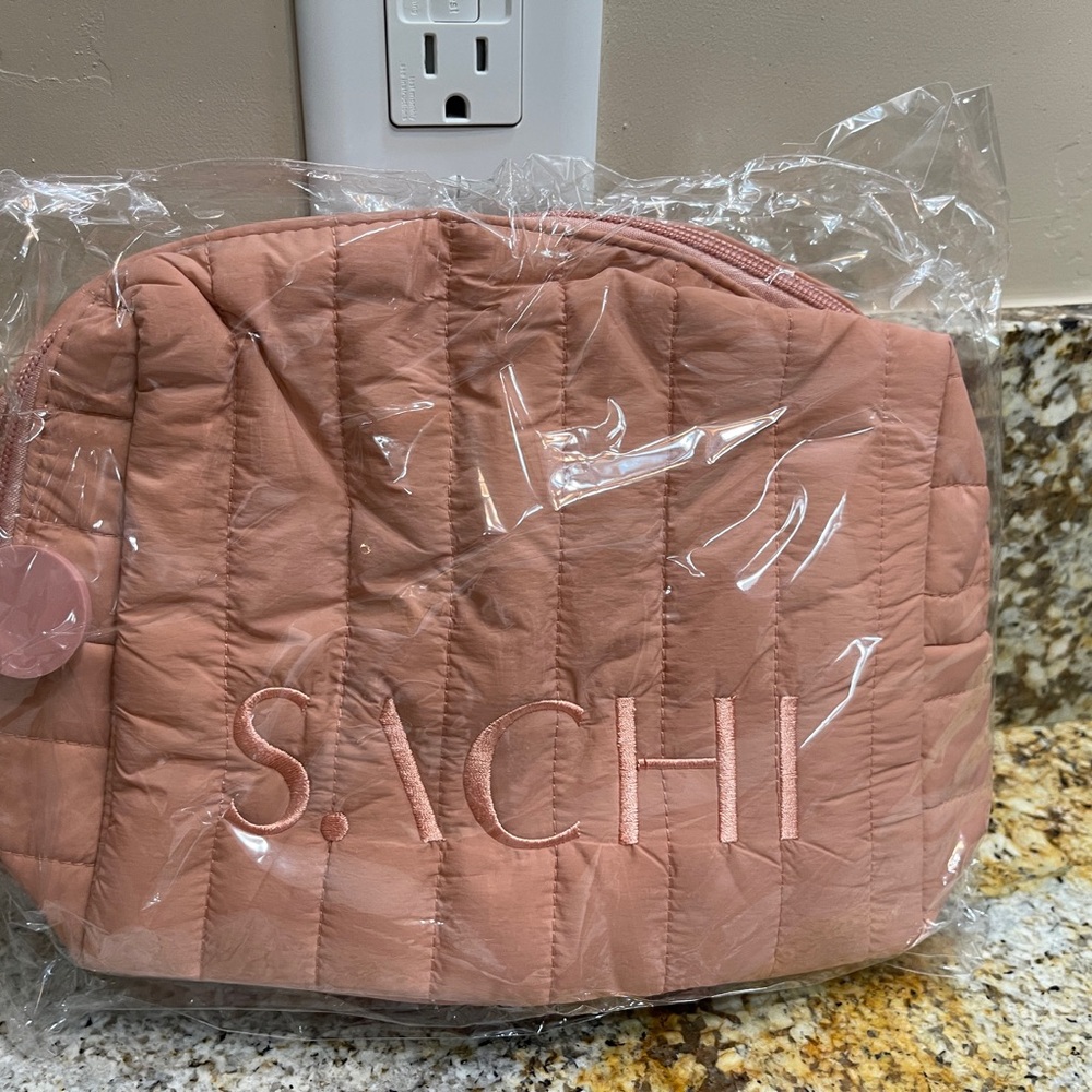 SACHI Quilted Blush Cosmetic Bag